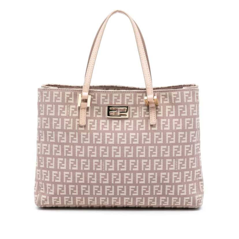 Fendi Small Zucchino Canvas Tote Pink Canvas Good condition - Front View