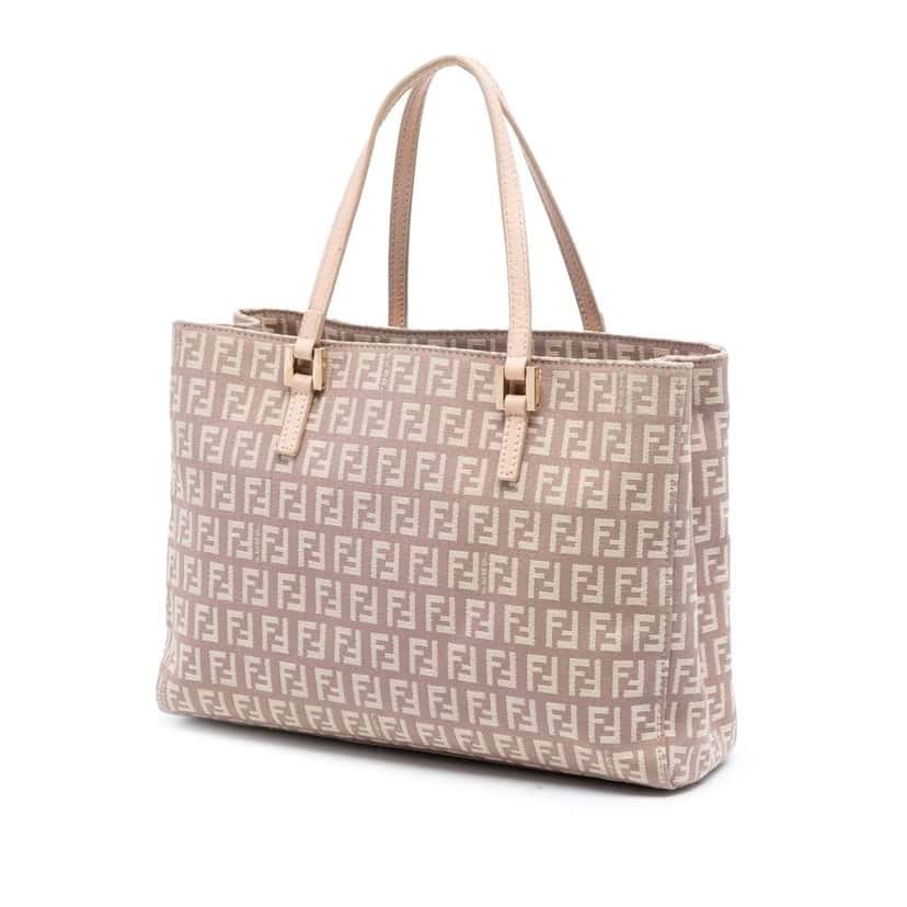 Fendi Small Zucchino Canvas Tote Pink Canvas Good condition - Back View