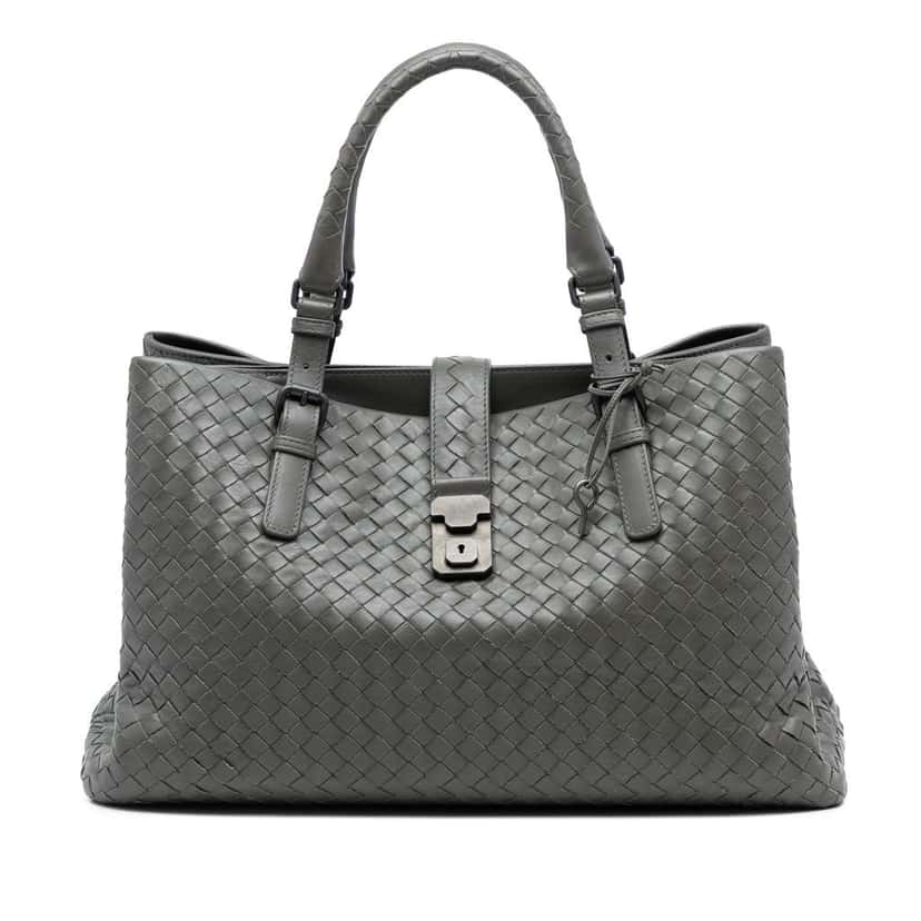 Bottega Veneta Medium Nappa Intrecciato Roma Tote Grey Leather Good condition - Front View