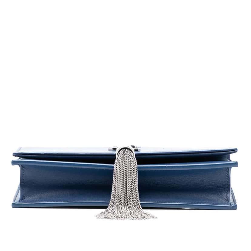 Saint Laurent Smooth Calfskin Monogram Kate Tassel Wallet on Chain Blue Leather Good condition - Inside View