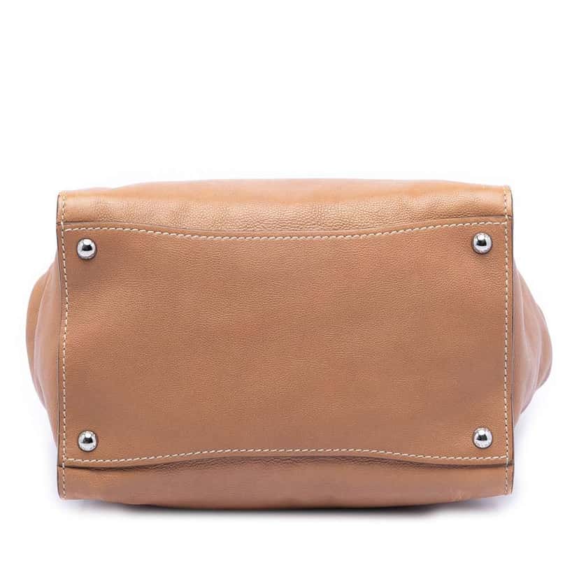 Prada Glace Calf Twin Pocket Double Handle Satchel Brown Leather Good condition - Inside View