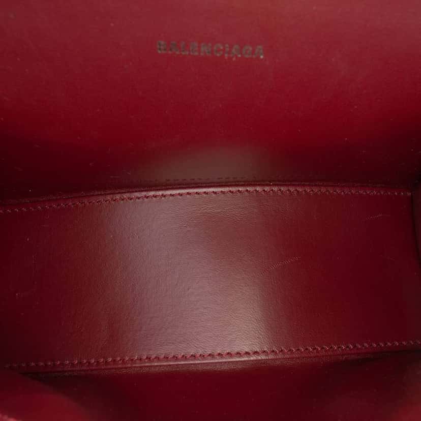 Balenciaga XS Croc Embossed Calfskin Graffiti Hourglass Top Handle Bag Red Leather Good condition - Model View