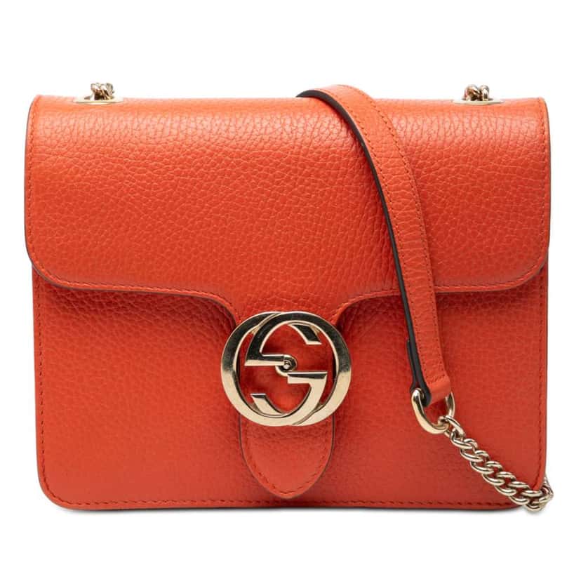 Gucci Small Dollar Calfskin Interlocking G Crossbody Orange Leather Very good condition - Front View