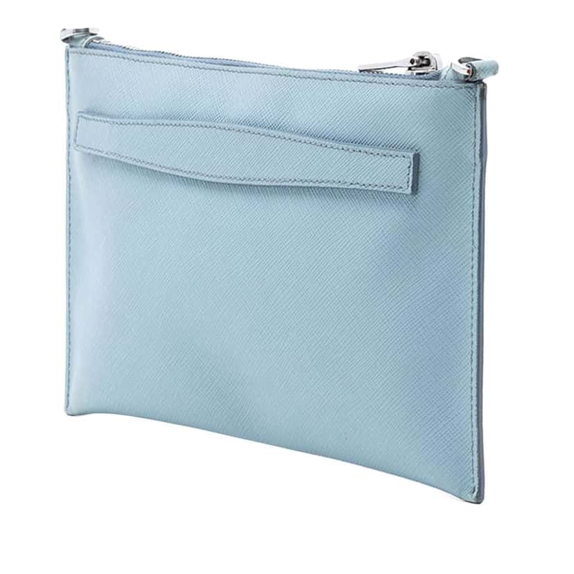 Prada Saffiano Shoulder Bag Blue Leather Very good condition - Back View