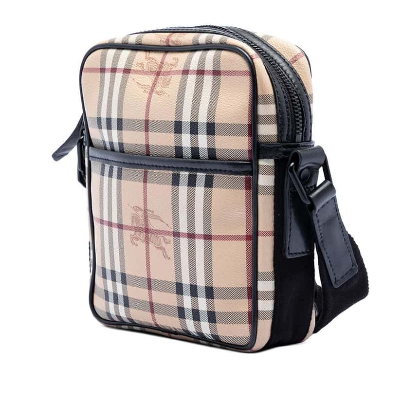 Burberry Haymarket Check Coated Canvas Crossbody Brown Canvas Good condition - Back View