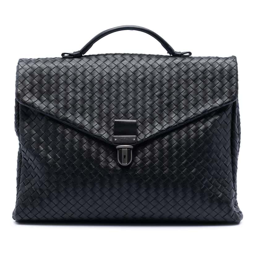 Bottega Veneta Nappa Intrecciato Briefcase Black Leather Good condition - Front View