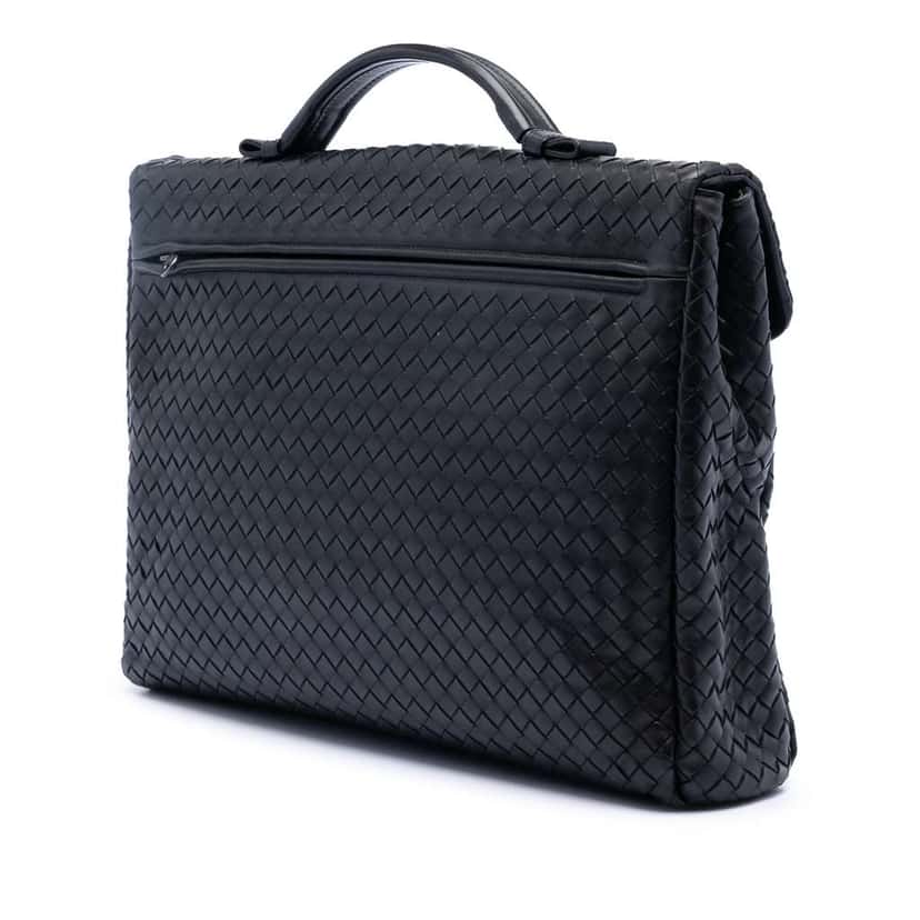 Bottega Veneta Nappa Intrecciato Briefcase Black Leather Good condition - Back View