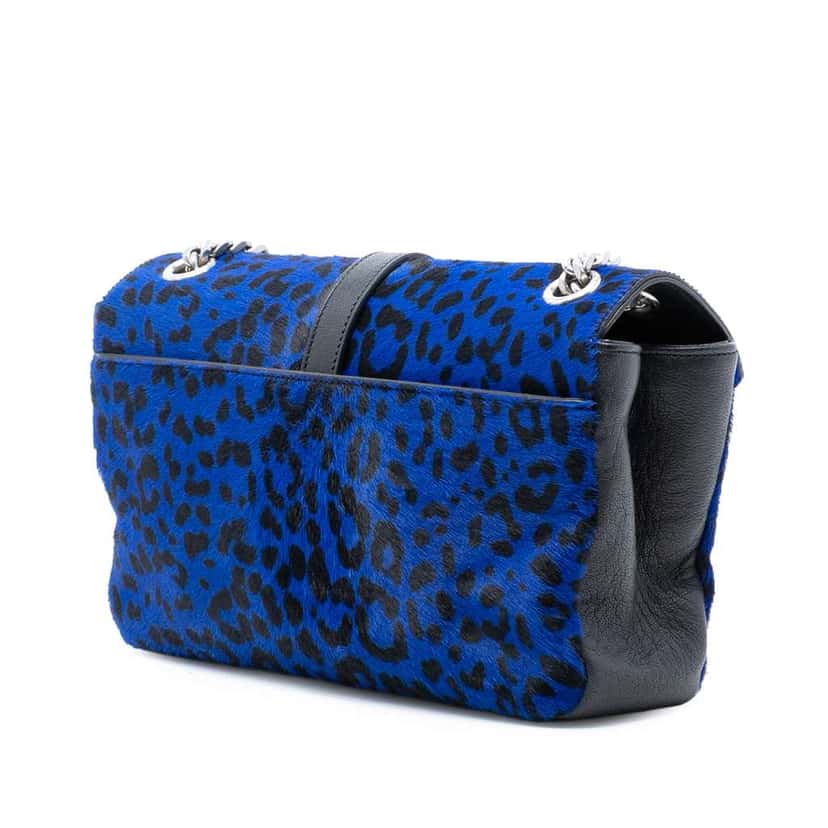 Saint Laurent Pony Hair Leopard Print College Bag Blue Very good condition - Back View