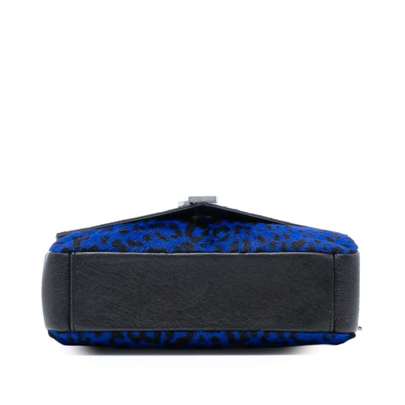 Saint Laurent Pony Hair Leopard Print College Bag Blue Very good condition - Inside View