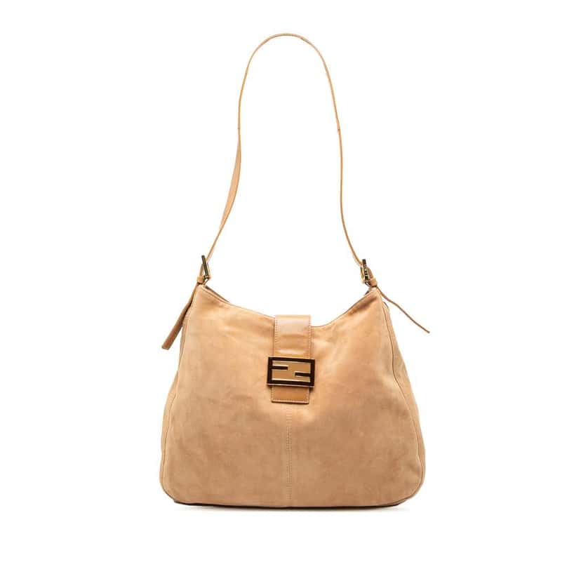 Fendi Suede FF Shoulder Bag Brown Leather Good condition - Front View