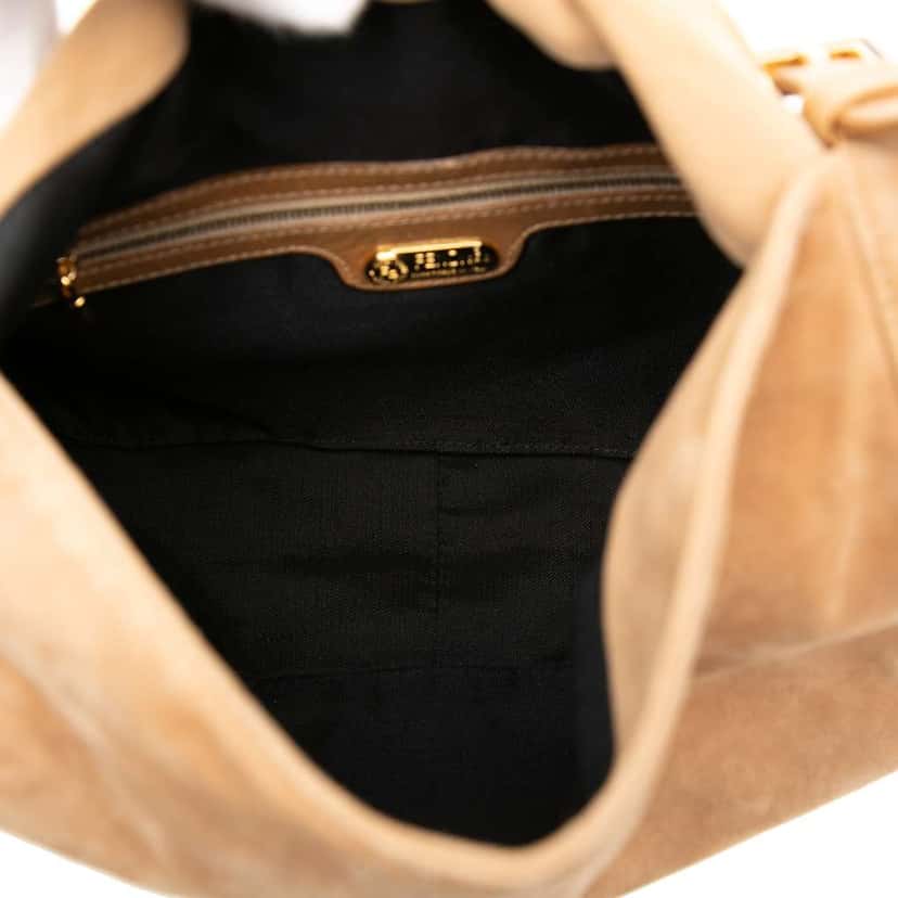 Fendi Suede FF Shoulder Bag Brown Leather Good condition - Model View