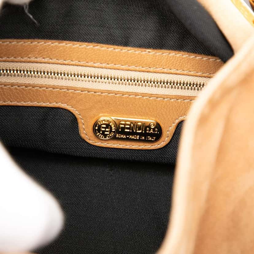 Fendi Suede FF Shoulder Bag Brown Leather Good condition - Box View