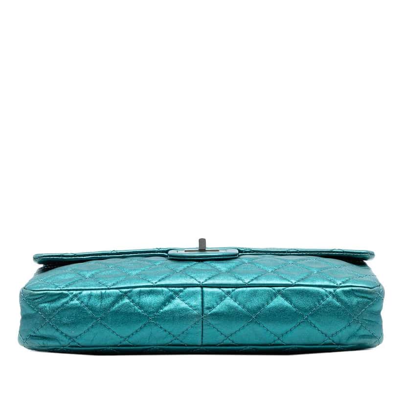 Chanel Quilted Metallic Calfskin Reissue 2.55 Flap 226 Blue Leather Good condition - Inside View