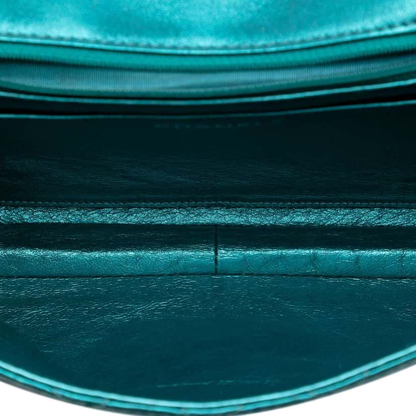 Chanel Quilted Metallic Calfskin Reissue 2.55 Flap 226 Blue Leather Good condition - Model View