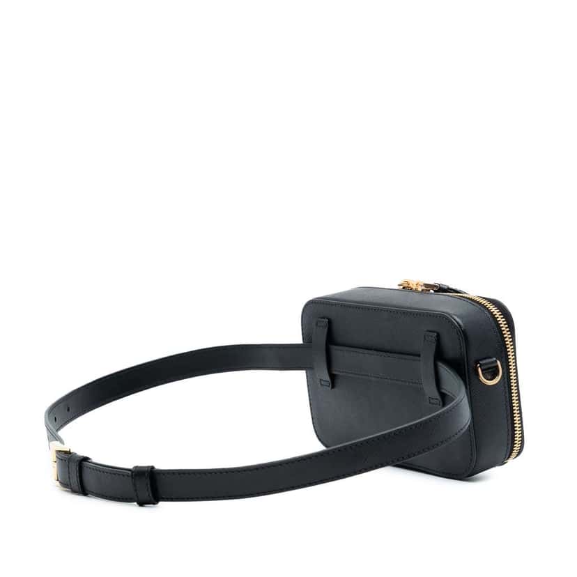 Prada Saffiano Odette Convertible Belt Bag Black Leather Good condition - Back View