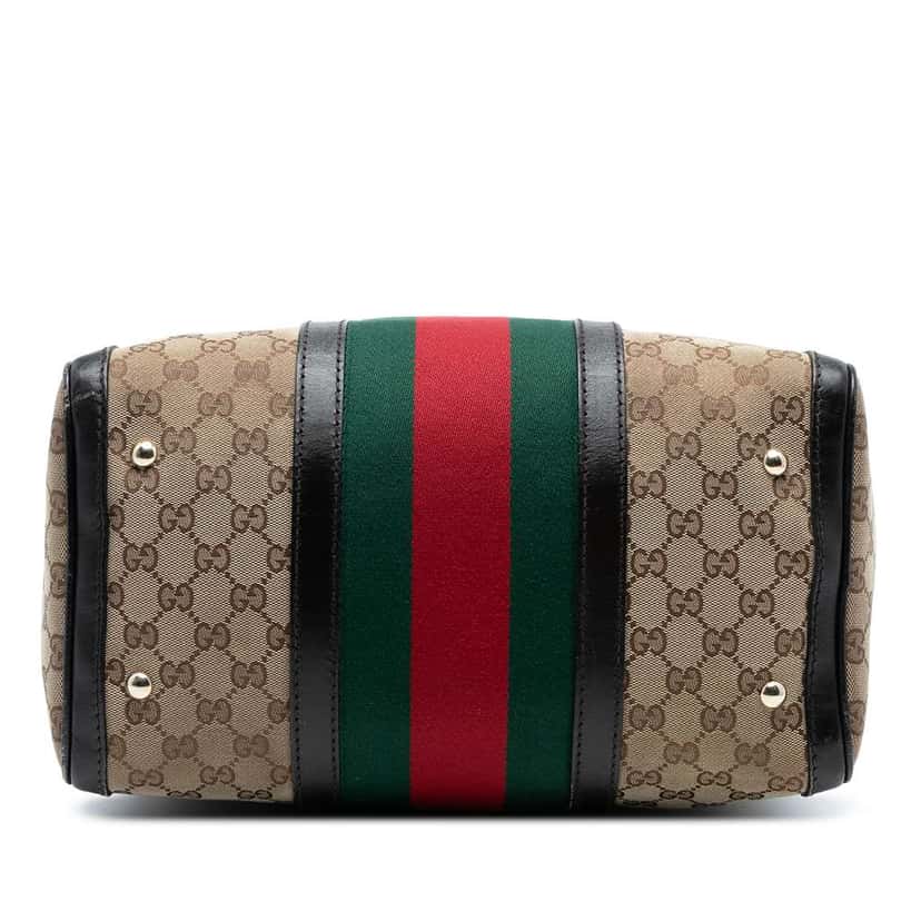 Gucci Medium GG Canvas Web Joy Boston Bag Brown Canvas Good condition - Inside View