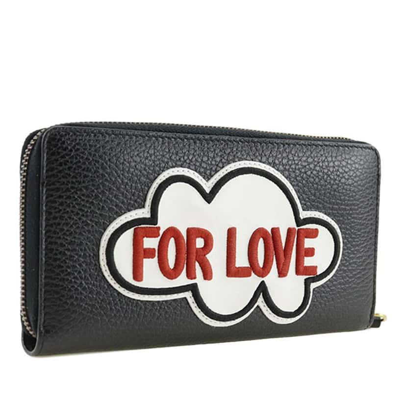 Gucci GG Marmont Pebbled Calfskin Embroidered Blind For Love Zip Around Wallet Black Leather Very good condition - Inside View
