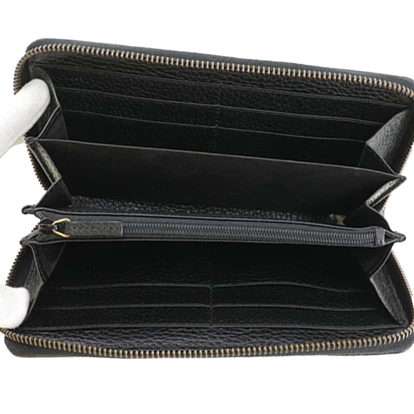Gucci GG Marmont Pebbled Calfskin Embroidered Blind For Love Zip Around Wallet Black Leather Very good condition - Model View