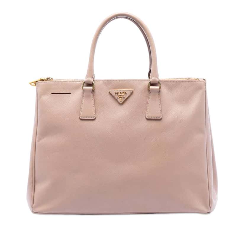 Prada Large Saffiano Lux Galleria Double Zip Satchel Brown Leather Very good condition - Front View