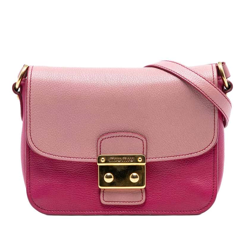 Miu Miu Bicolor Goatskin Madras Crossbody Pink Leather Good condition - Front View