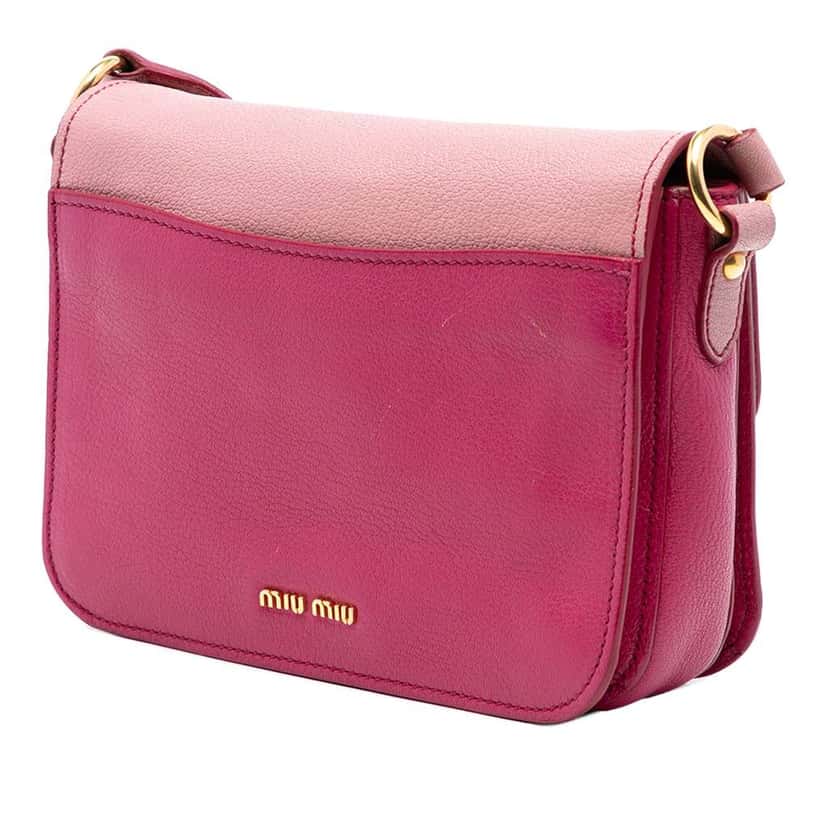 Miu Miu Bicolor Goatskin Madras Crossbody Pink Leather Good condition - Back View