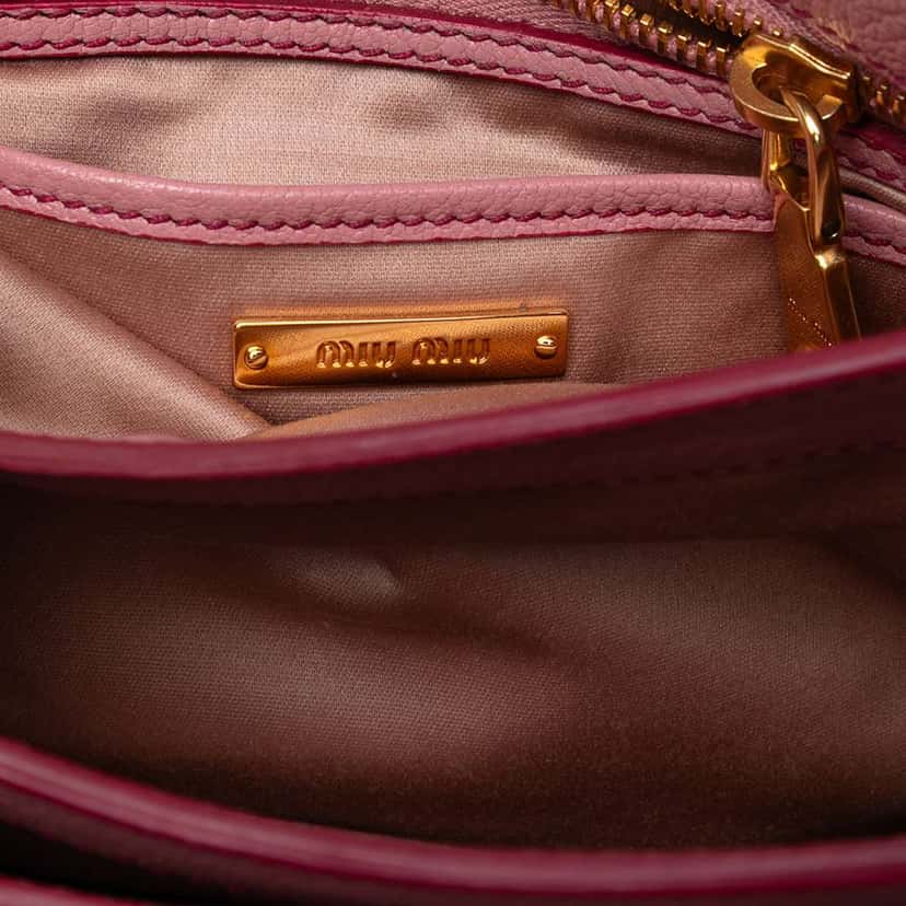 Miu Miu Bicolor Goatskin Madras Crossbody Pink Leather Good condition - Box View