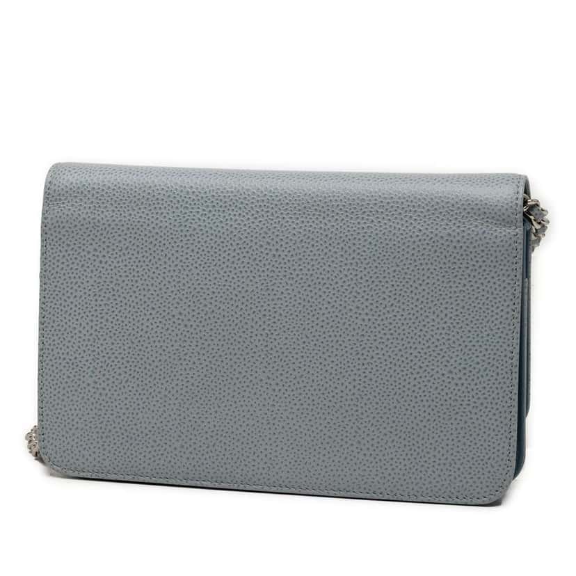 Chanel CC Caviar Wallet On Chain Grey Leather Very good condition - Back View