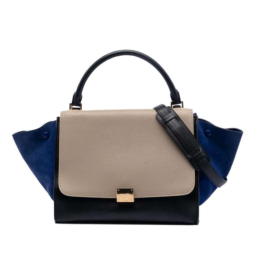 Celine Medium Tricolor Leather Trapeze Satchel Black Leather Good condition - Front View