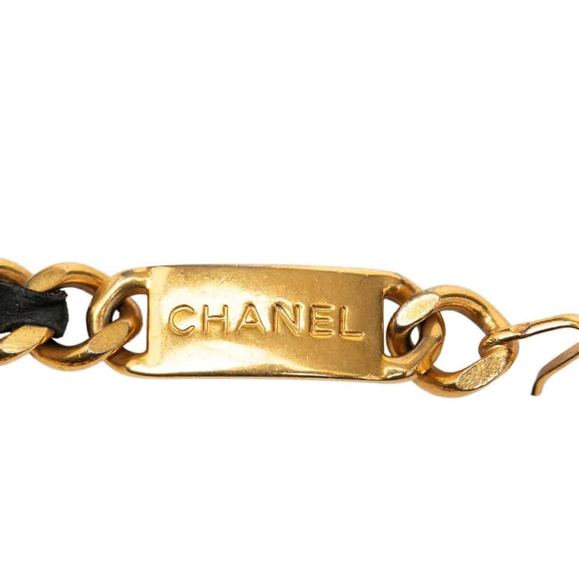 Chanel Gold Plated Leather Woven Medallion Chain Belt Gold Metal Good condition - Inside View