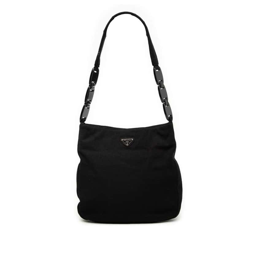 Prada Cotton Shoulder Bag Black Cotton Good condition - Front View