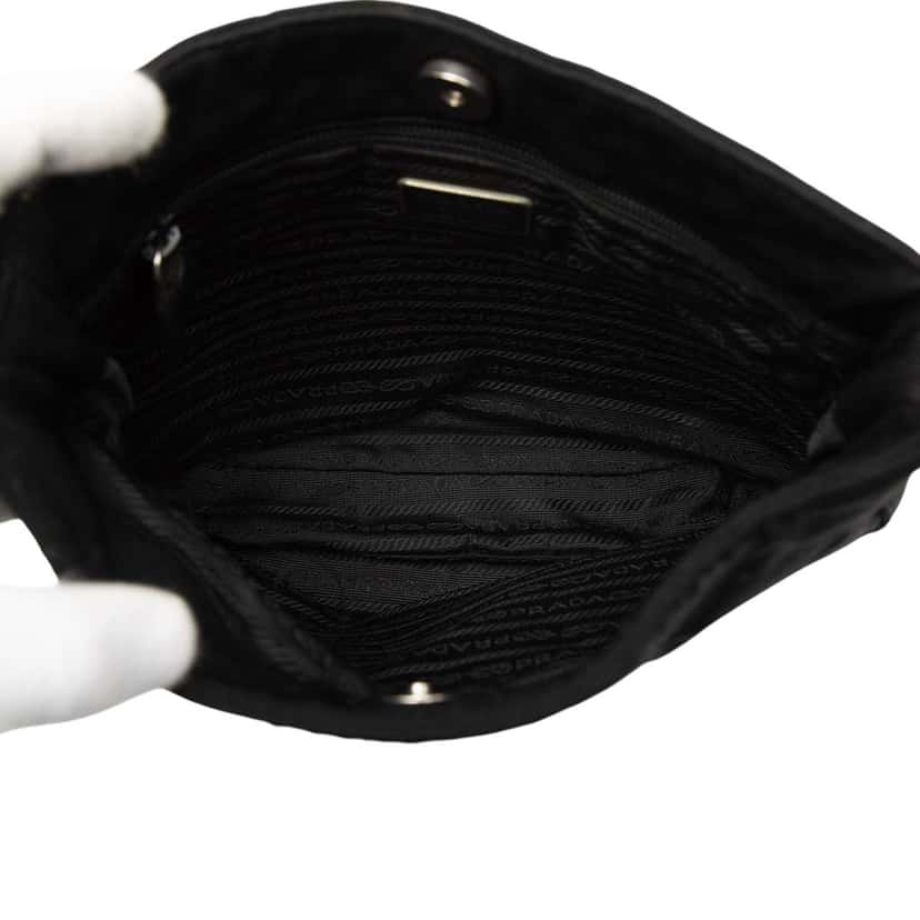 Prada Cotton Shoulder Bag Black Cotton Good condition - Model View