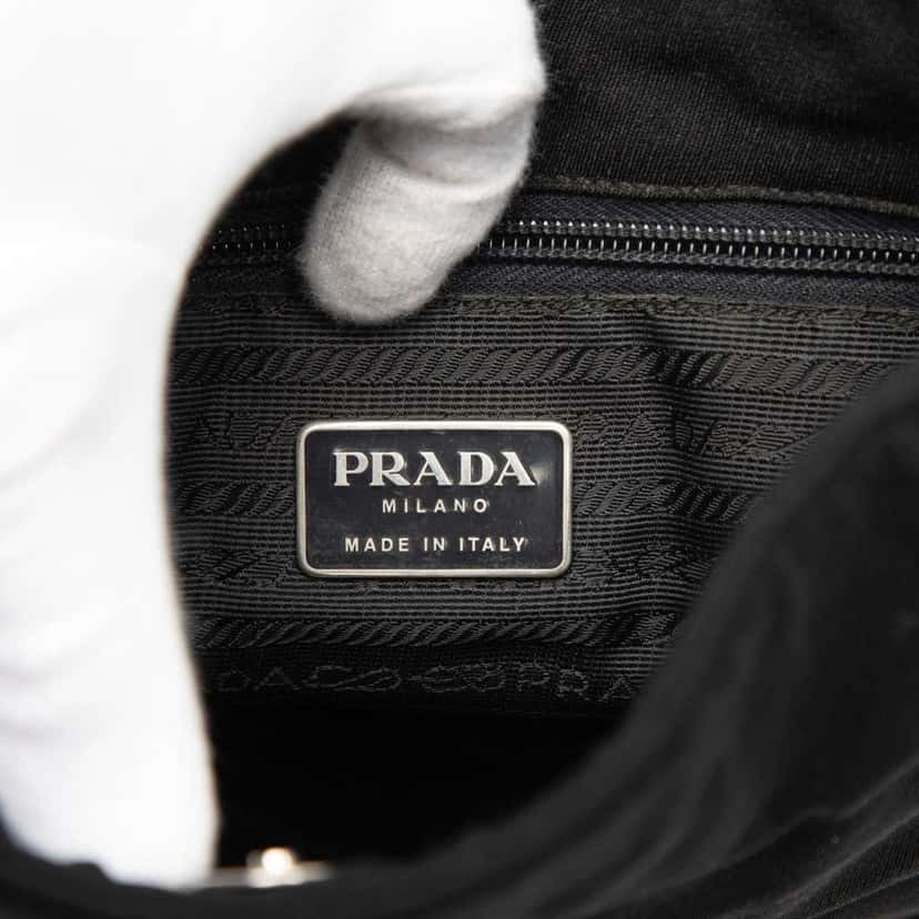 Prada Cotton Shoulder Bag Black Cotton Good condition - Box View