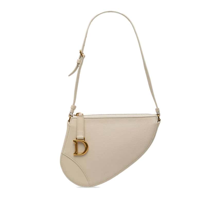 Dior Goatskin Saddle Rodeo Pouch White Leather Very good condition - Front View