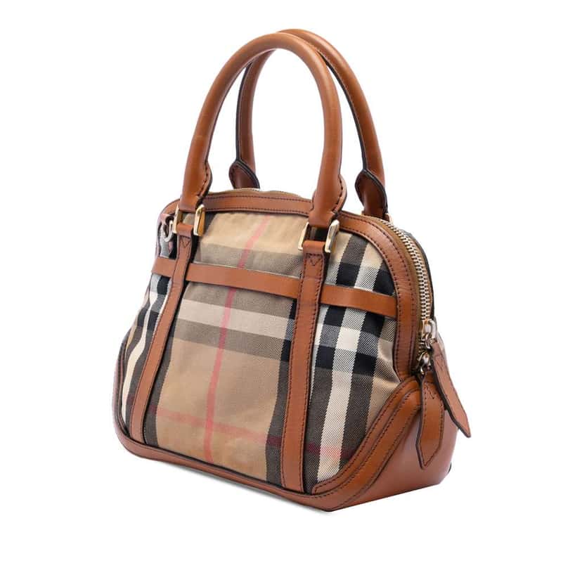 Burberry Small Leather Trimmed House Check Canvas Bridle Orchard Satchel Brown Canvas Very good condition - Back View