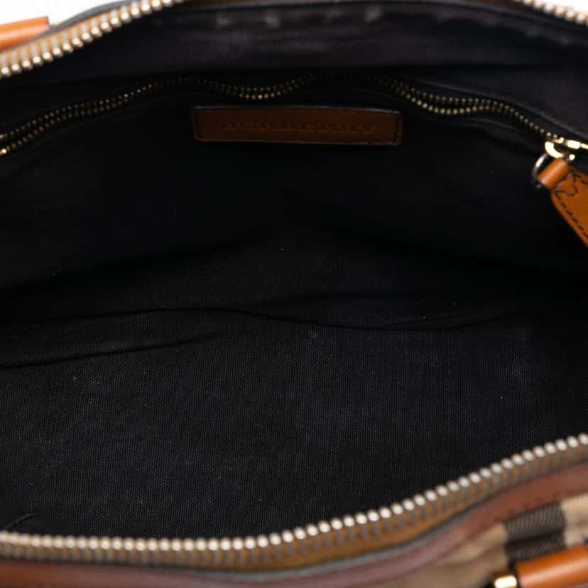 Burberry Small Leather Trimmed House Check Canvas Bridle Orchard Satchel Brown Canvas Very good condition - Model View
