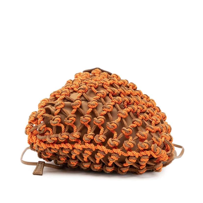 Prada Small Suede Macrame Noue Shoulder Bag Orange Leather Very good condition - Inside View
