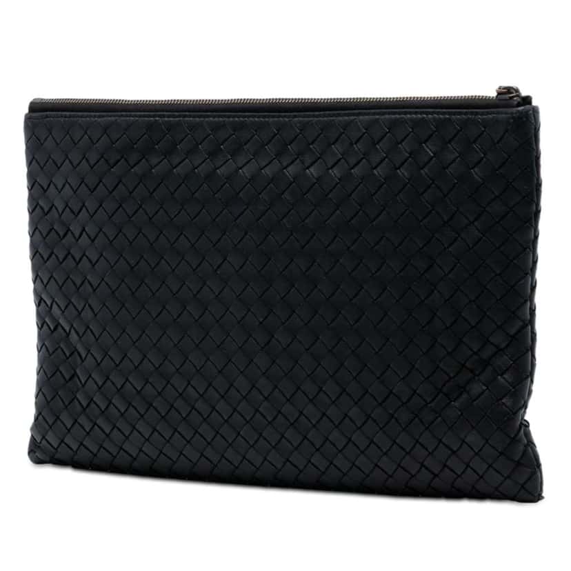 Bottega Veneta Nappa Intrecciato Clutch Black Leather Good condition - Back View