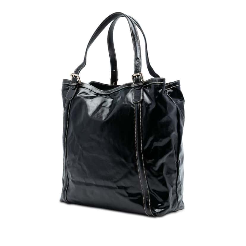 Gucci Patent Dialux Britt Web Tote Black Leather Very good condition - Back View