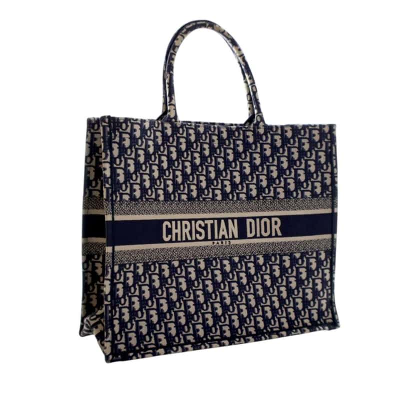 Dior Large Oblique Embroidered Canvas Book Tote Blue Canvas Good condition - Back View