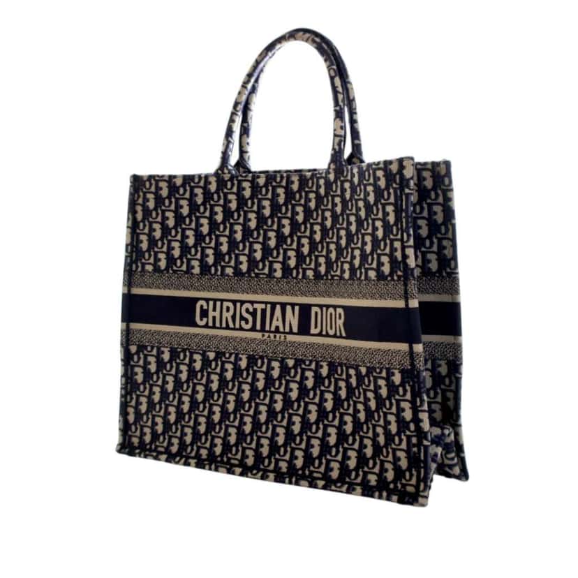 Dior Large Oblique Embroidered Canvas Book Tote Blue Canvas Good condition - Inside View
