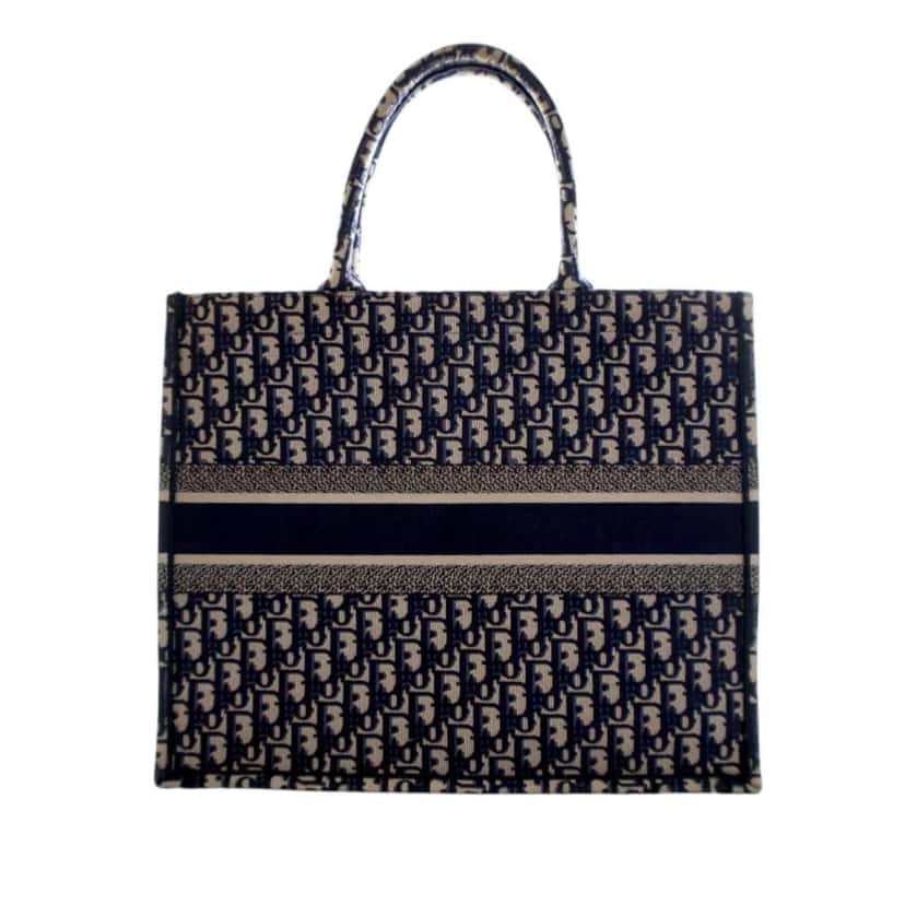 Dior Large Oblique Embroidered Canvas Book Tote Blue Canvas Good condition - Model View
