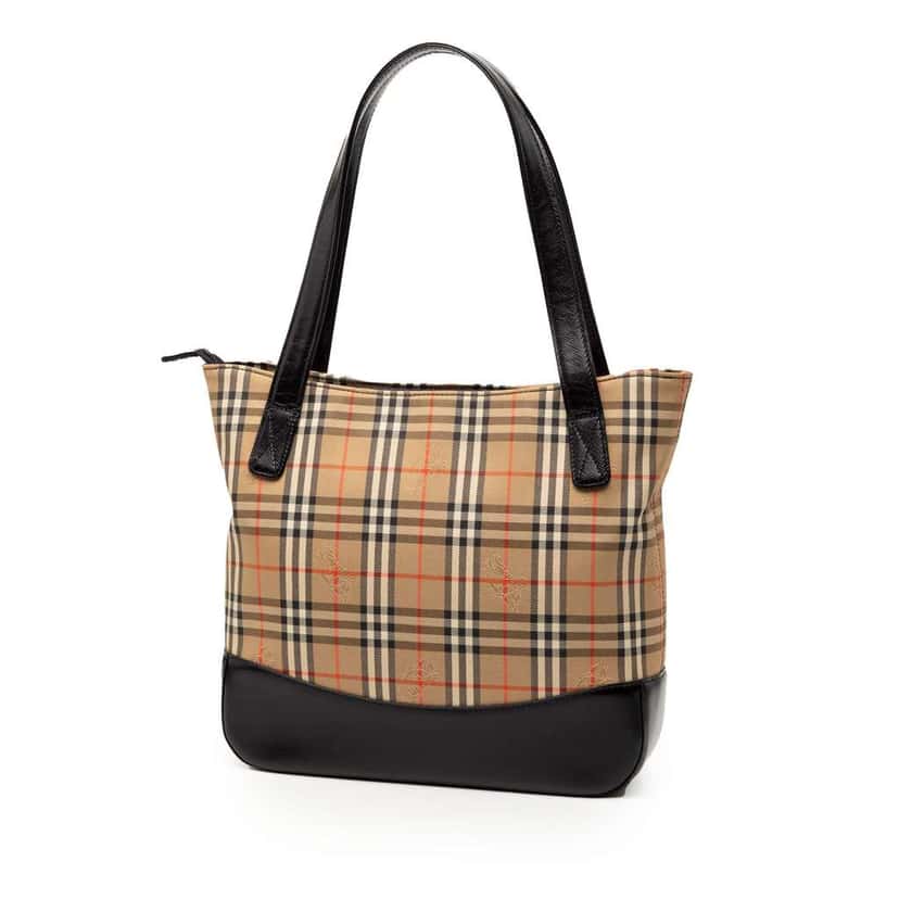 Burberry Haymarket Check Canvas Tote Brown Canvas Good condition - Back View