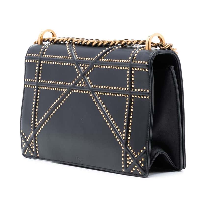 Dior Medium Studded Lambskin Diorama Flap Black Leather Good condition - Back View