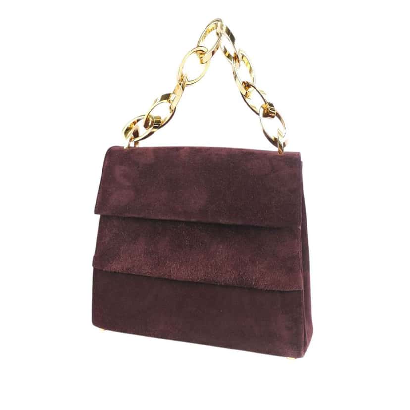 Salvatore Ferragamo Suede Chain Satchel Brown Leather Very good condition - Inside View