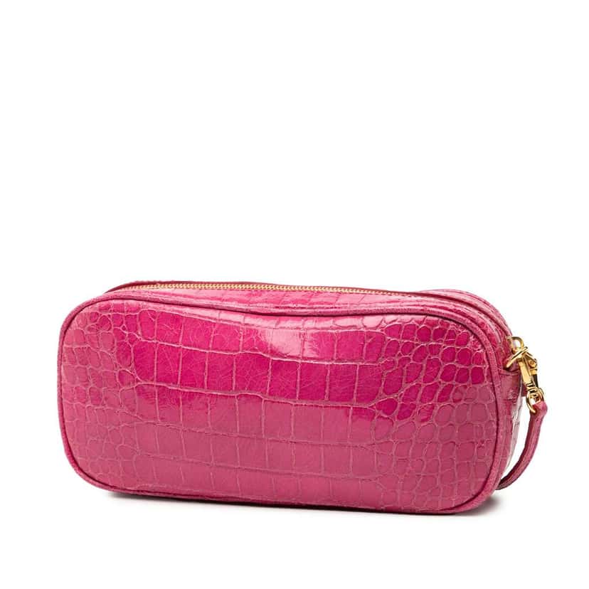 Miu Miu Croc Embossed Patent Crossbody Pink Leather Very good condition - Back View