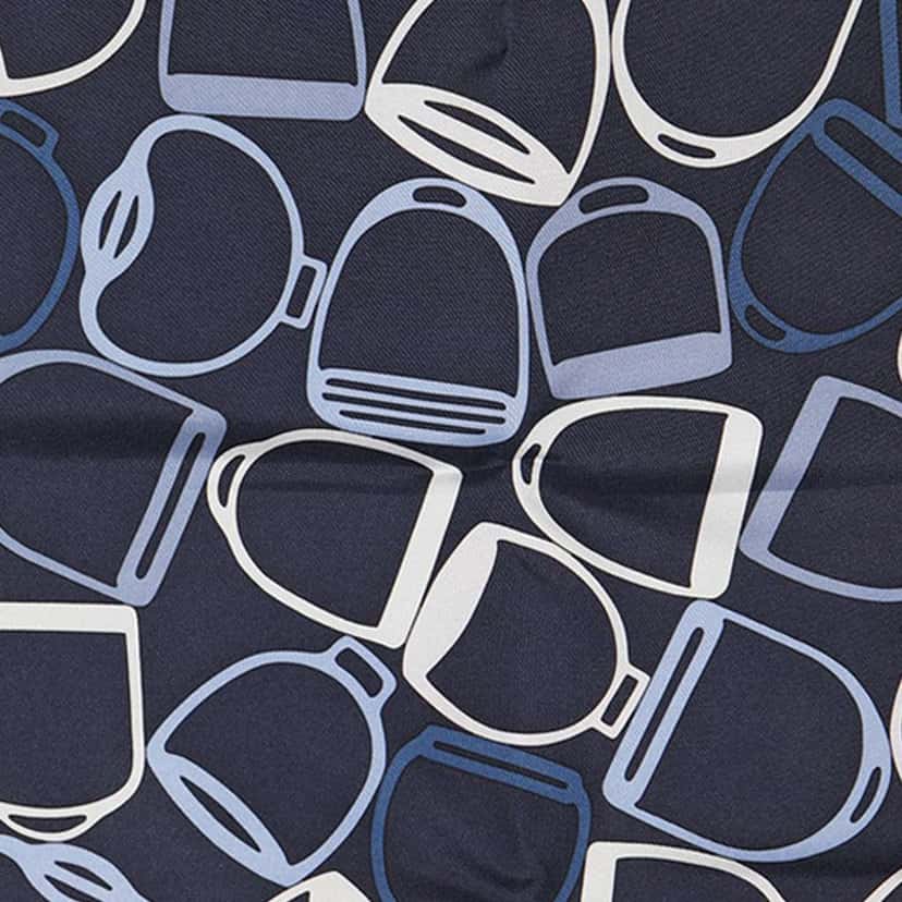 Hermès A Vos Etriers Pocket Square Silk Scarf 45 Blue Silk Good condition - Model View