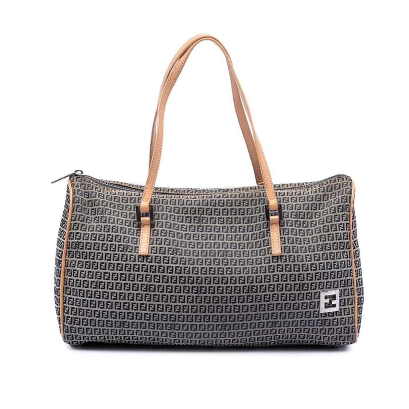 Fendi Micro Zucchino Canvas Bauletto Handbag Brown Canvas Good condition - Front View