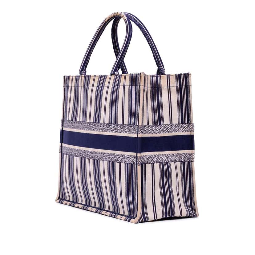 Dior Large Canvas Striped Book Tote Blue Canvas Good condition - Back View
