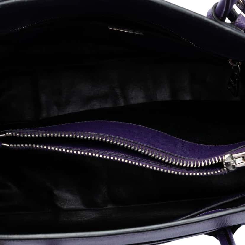 Prada Saffiano Cuir Turnlock Twin Satchel Purple Leather Very good condition - Model View