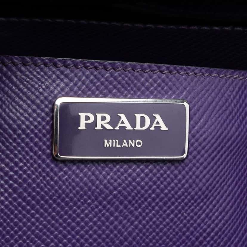 Prada Saffiano Cuir Turnlock Twin Satchel Purple Leather Very good condition - Box View